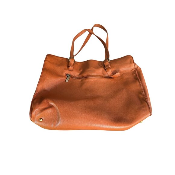 Large ECOSUSI Brown Faux Leather Tote Bag With Zip Pocket & Gold Accents - Picture 1 of 11